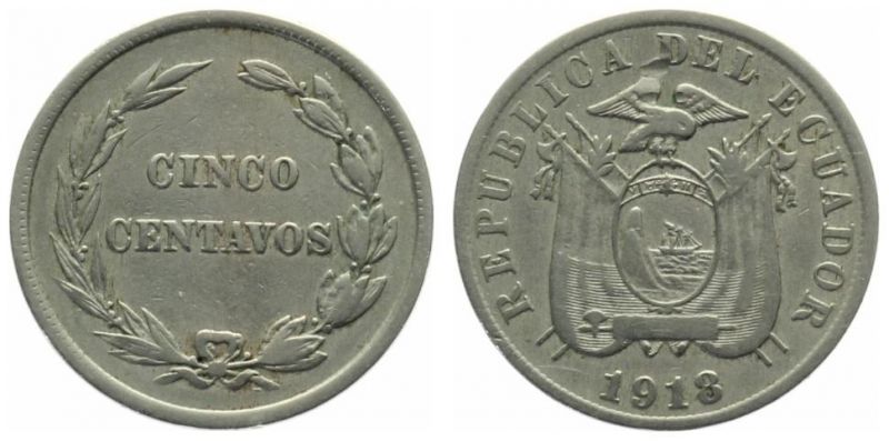 Ecuador 5 Centavos 1918